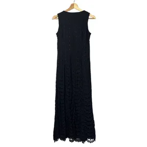 Isaac‎ Mizrahi Live Black Scallop Lace Sheath Maxi Dress XXS thumbnail 3