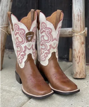 Ariat Sz 7 Women's QuickDraw Sandstorm Leather Cowboy Boots Western Rodeo thumbnail 1