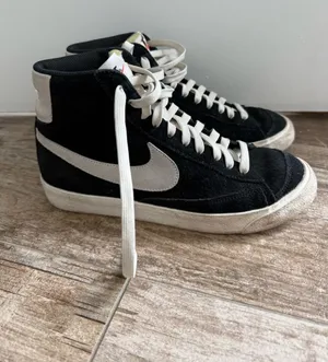 Nike Women's High-Top Suede Sneakers in Black and Cream - Custom thumbnail 1
