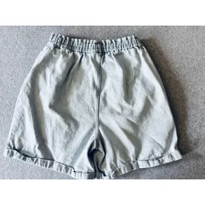 Vintage 80s Womens High Waist Paper Bag Acid Wash Denim Shorts Baggy Large thumbnail 4