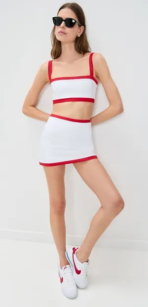 Reformation NWT Adelina Ecomove White Sports Bra Red Trim Size Medium thumbnail 1