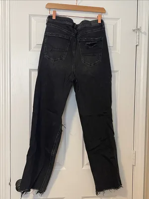 Black Distressed Womens Jeans - Super Hi-Rise Baggy Straight Strigid thumbnail 2