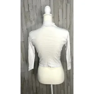 Brandy Melville Women's White Mock Neck 3/4 Sleeve Ribbed Crop Top‎ One Size thumbnail 4
