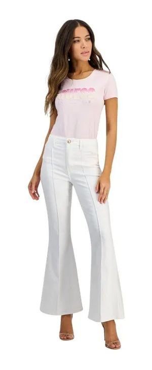 NWT Guess Eco Amanda Extra Flare Seamed Jeans W5GA1QD5N71 Calipso White 30x31 thumbnail 1
