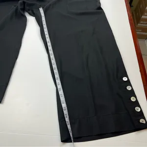John Mark Black Wide-Leg Cropped Pants Button Accents Womens Large Tencel‎ *FLAW thumbnail 6