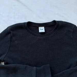 Aritzia TNA black waffle knit long sleeve thumbnail 2