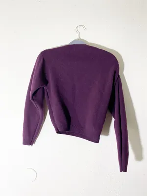 Zara Purple Solid Knit Long Sleeve M thumbnail 5