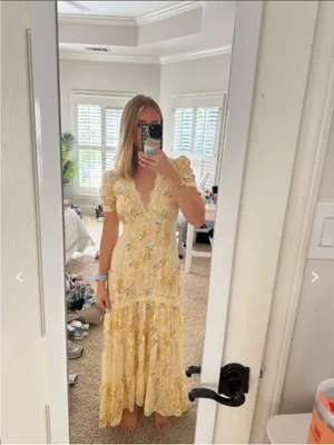LoveShackFancy Tink Silk Lemon Daydream Maxi Dress thumbnail 3