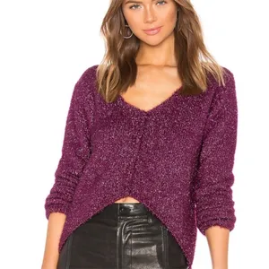 Lovers + Friends Gerona Glitter Eyelash Knit Sweater in Magenta Size‎ Medium thumbnail 9