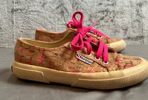 Superga Shiny Cork‎ Hot Pink Loafers Women’s Size 6 thumbnail 1