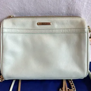 Rebecca MINKOFF Sherbet Green Leather Crossbody Purse Handbag with gold chain thumbnail 4