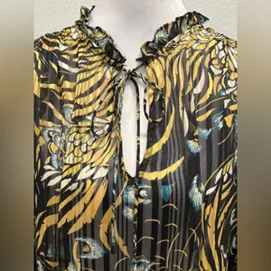 White House Black Market Black and Gold Blouse thumbnail 4