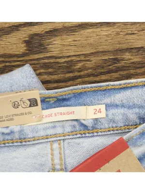Levi's Womens Ribcage Straight Full Length Jeans Button Fly All Alone Blue 24x32 thumbnail 3
