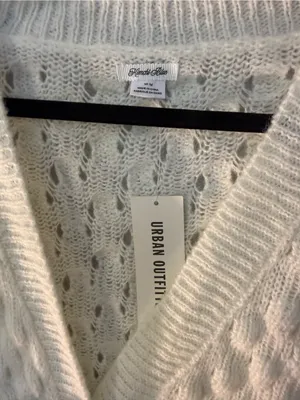 NWTKimchi Blue / Urban Outfitters Cream Open-Knit Sweater with Black Ribbon Ties thumbnail 4