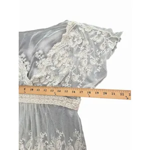 Vintage Y2K Floral Sheer Lace Top Coquette Boho Babydoll Style Romantic #III15-1 thumbnail 2