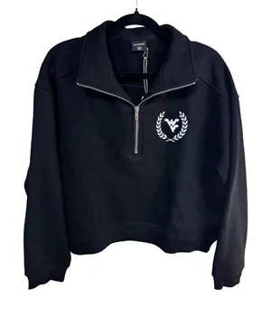 Hype and Vice Crop XL Black West Virginia WVU Half Zip Sweatshirt Collegiate New thumbnail 1