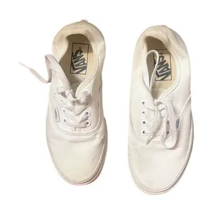 Vans Women's Authentic White Canvas Lace-Up Sneakers Size 6 thumbnail 1