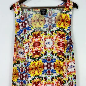 Lord & Taylor Woman 1X Multicolor Abstract Print Maxi Dress Boho Resort Vacation thumbnail 4