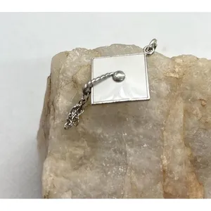 Vintage Graduation Cap White‎ Enamel Tassel Charm Pendant Sterling 925 Silver thumbnail 3