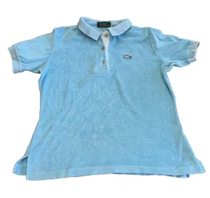 Vintage Lacoste Women's Terry Cloth Polo Shirt Blue Small Y2K Textured thumbnail 1