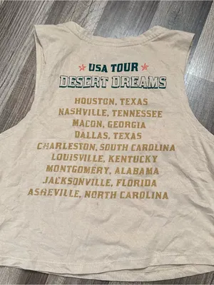 Desert Dreams Graphic Crop Tank - Beige with Orange & Teal Print thumbnail 3