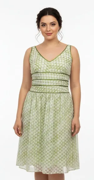 CATO | Green Polka Dot Midi Dress Sz 14 thumbnail 1
