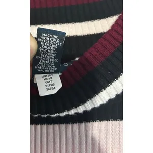 Karen Scott‎ Women Size Large Striped Mock Neck Long Sleeve Cotton Sweater thumbnail 3