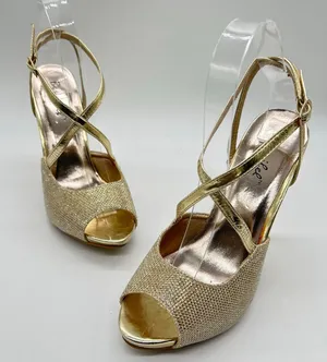 Bonnilel Heels Womens 8 Gold Tiara Glitter Shoes Wedding‎ Nightout Formal Party thumbnail 1