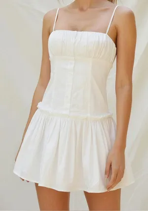 MAJORELLE Carly Cotton Poplin Mini Dress, White, XS thumbnail 1