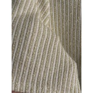 Linea Moda Italy Beige Button Down Knit Shirt M Glitter Thread‎ Short Sleeve thumbnail 2