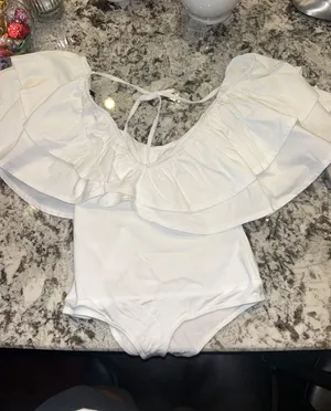 Blue Blush White Ruffle Bodysuit thumbnail 2