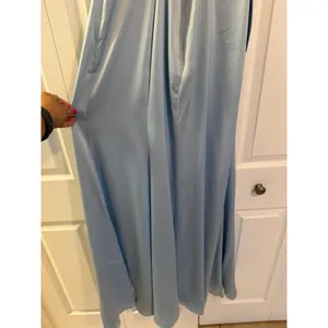 Azazie Rue Sky Blue Mermaid Pleated Metallic Satin Dress A6 Size 6 New with Tags thumbnail 10
