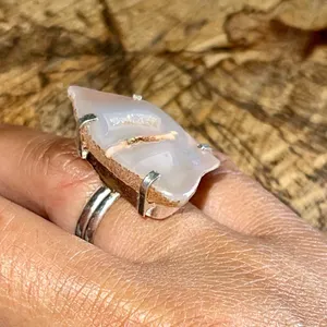 Beautiful Raw Druzy Quartz Ring Size 7 Orange thumbnail 4