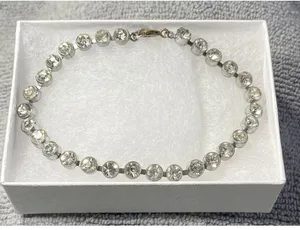 Vintage 7.5” Rhinestone Crystal Tennis Bracelet‎ w cup settings thumbnail 1