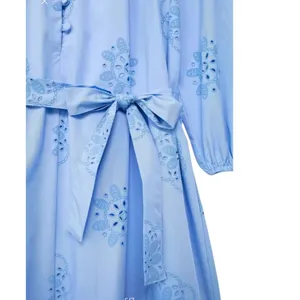Cynthia Rowley Rubber Embroidery Blue Summer 3/4 Sleeve Mini Dress Size S NWOT thumbnail 5