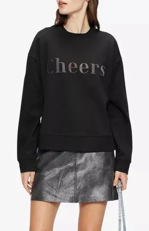 Ted Baker Cheers Embellished Sweatshirt Black Crewneck Pullover Top Size 0 thumbnail 1