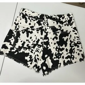 Wisteria Lane Black and White Cow Print Farm Animal Denim Jean Shorts Size M thumbnail 4