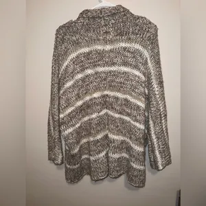 Billabong Designers Closet Open Cardigan Size Medium‎ Tan Cream Metallic Knit thumbnail 2