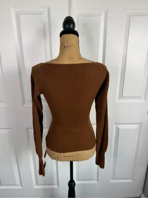 Reformation Hart Sweater Cinnamon Brown Cashmere Blend Size S NWT thumbnail 4