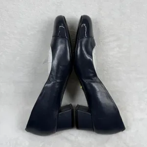 Easy Spirit Navy‎ Blue Leather Cap Toe Low Block Heel Pumps Women's Shoes 7 thumbnail 9