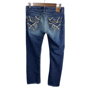 BKE Buckle Jeans Madison Bootcut Stretch Women's 28x33.5 Dark Blue Whiskering thumbnail 2