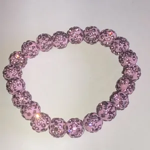 Pinkish Purple Rhinestone Bead Stretch Bracelet Pink thumbnail 2