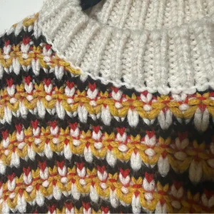 Zara Knit Striped Multicolor Chunky Cable Sweater Womens Medium thumbnail 2
