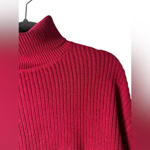 Ambiance Apparel Women’s Sweater Large Red Turtleneck Ribbed Knit‎ Long Sleeve thumbnail 3