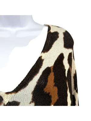 Show Me Your Mumu Wildcat Knit Hug Me Sweater Leopard Brown Black White Size XS thumbnail 4