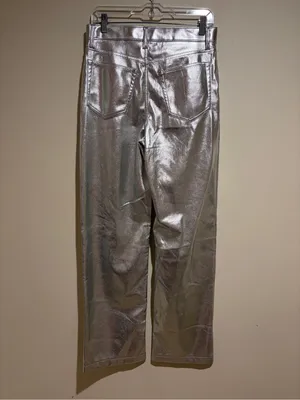 Abercrombie & Fitch LONG The ‘90s Relaxed High Rise Pant Silver Metallic thumbnail 8