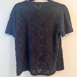 Aritzia Wilfred Black Sheer Top with Embroidered Floral Detailing Size Medium thumbnail 6