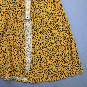 AFRM Yellow Cheetah Animal Print Maxi Dress Short Sleeve‎ Front Slit Medium thumbnail 5