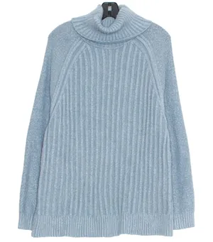 Altar'd State Womens Sweater Turtleneck Ribbed Long Sleeve Blue Size Medium EL thumbnail 1