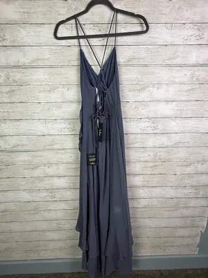 Lulus In Love Forever Granite Blue Lace-Up High-Low Maxi Dress Size Small thumbnail 5